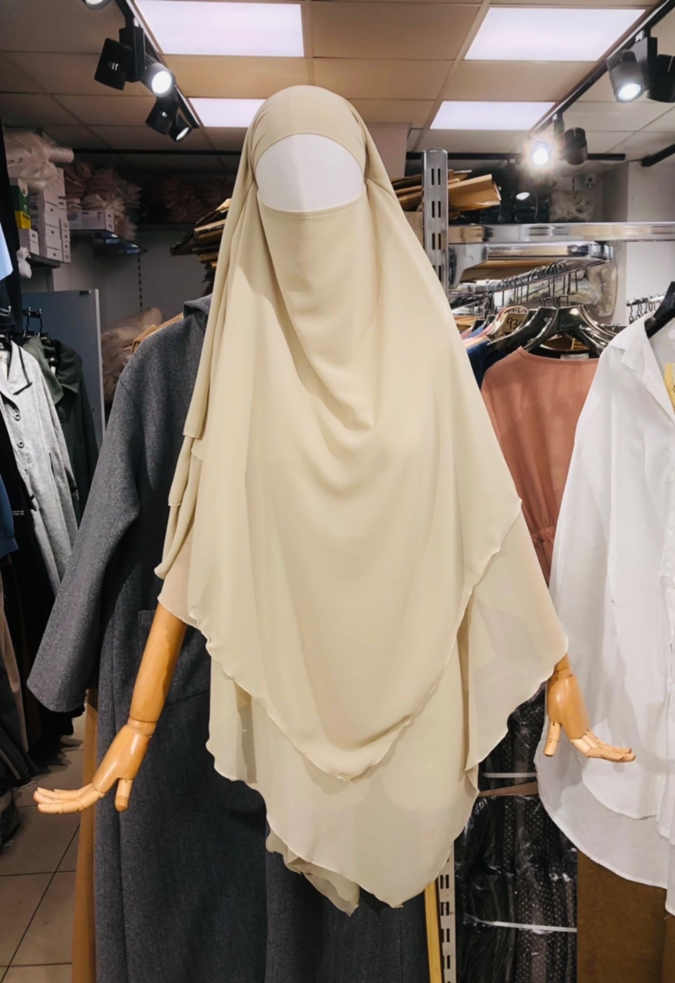 khimar 3 voiles beige